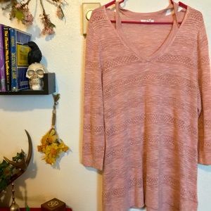 Maurices cold shoulder pink knit 3/4 sweater